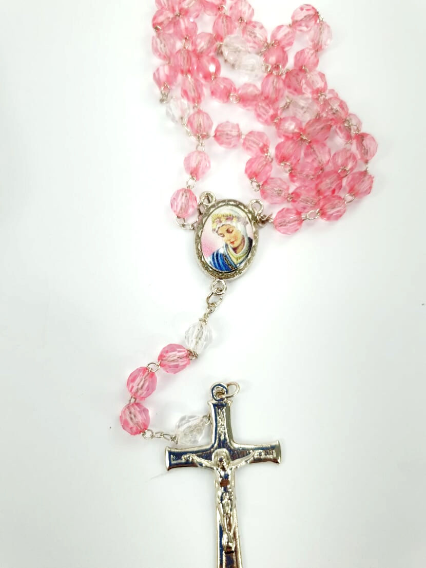Miniatura: Terço Cristal Rosa Nossa Senhora Salete