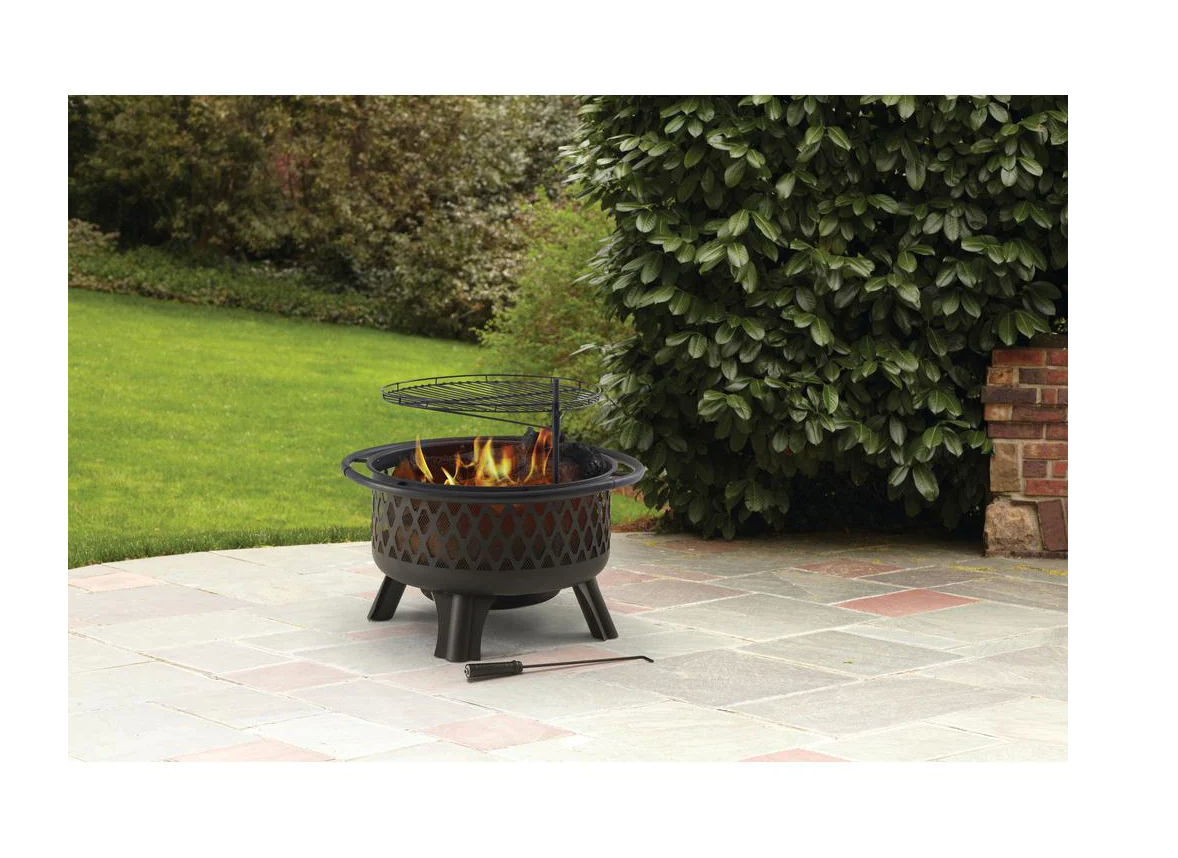 Piedmont 30 in. Steel Fire Pit in Black with Poker