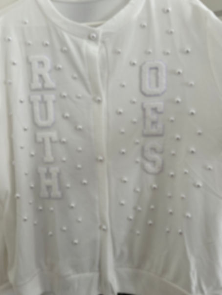 All White Pearl-studded OES custom cardigan 