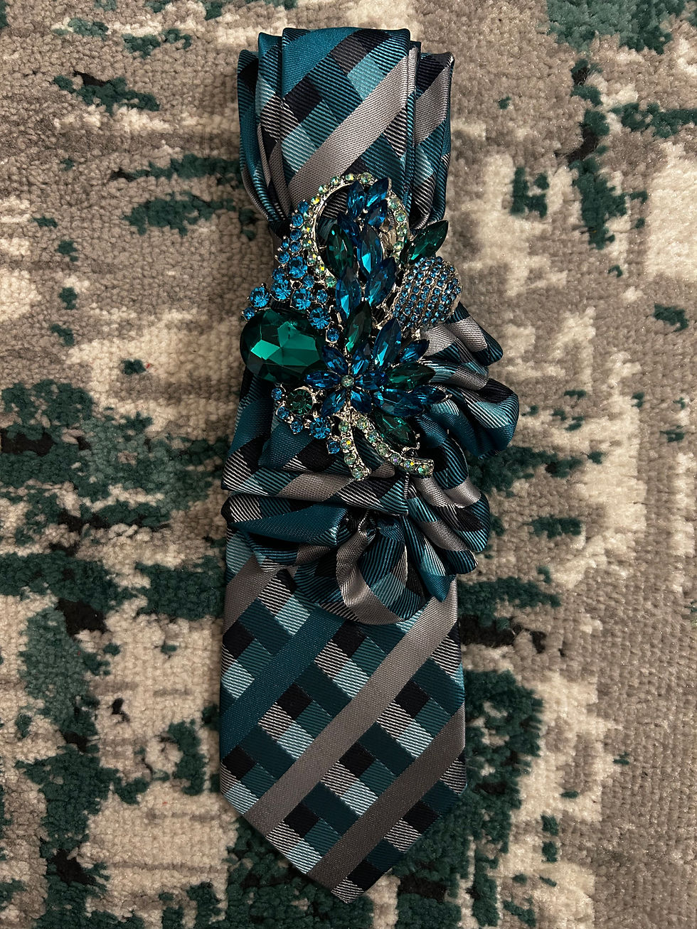 Thumbnail: Teal, Gray and Aqua necktie 