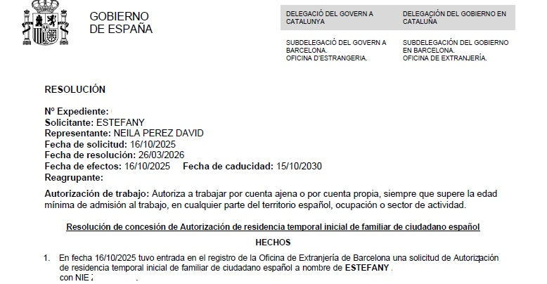 SITUACION ACTUAL DE LOS EXPEDIENTES DE RESIDENCIA DE FAMILIAR DE ESPAÑOL POR PAREJA DE HECHO