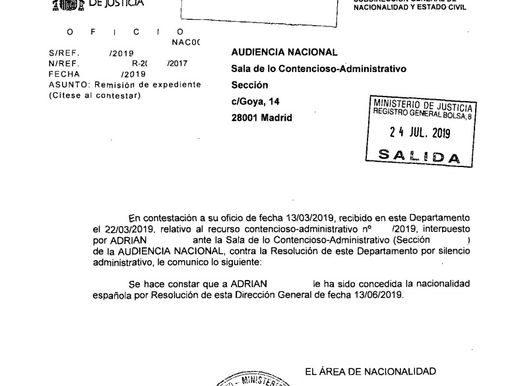 Nuevas resoluciones de concesión de nacionalidad con el recurso contencioso y de oficio