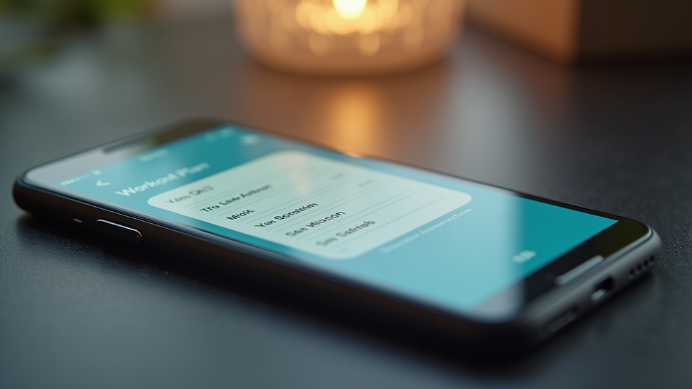 Close-up view of a smartphone displaying a personalized workout plan