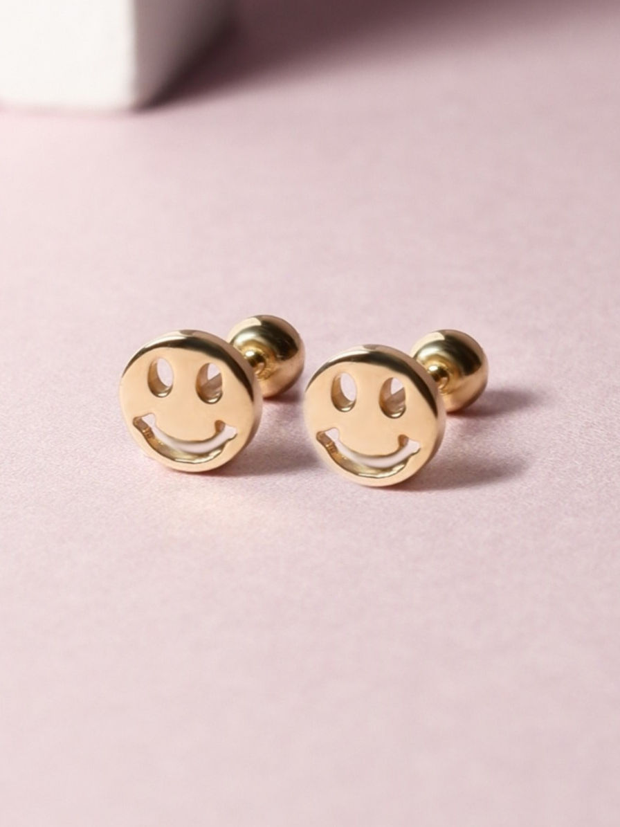 Smile Stud Earrings 9k Yellow Gold (Screw Backs)