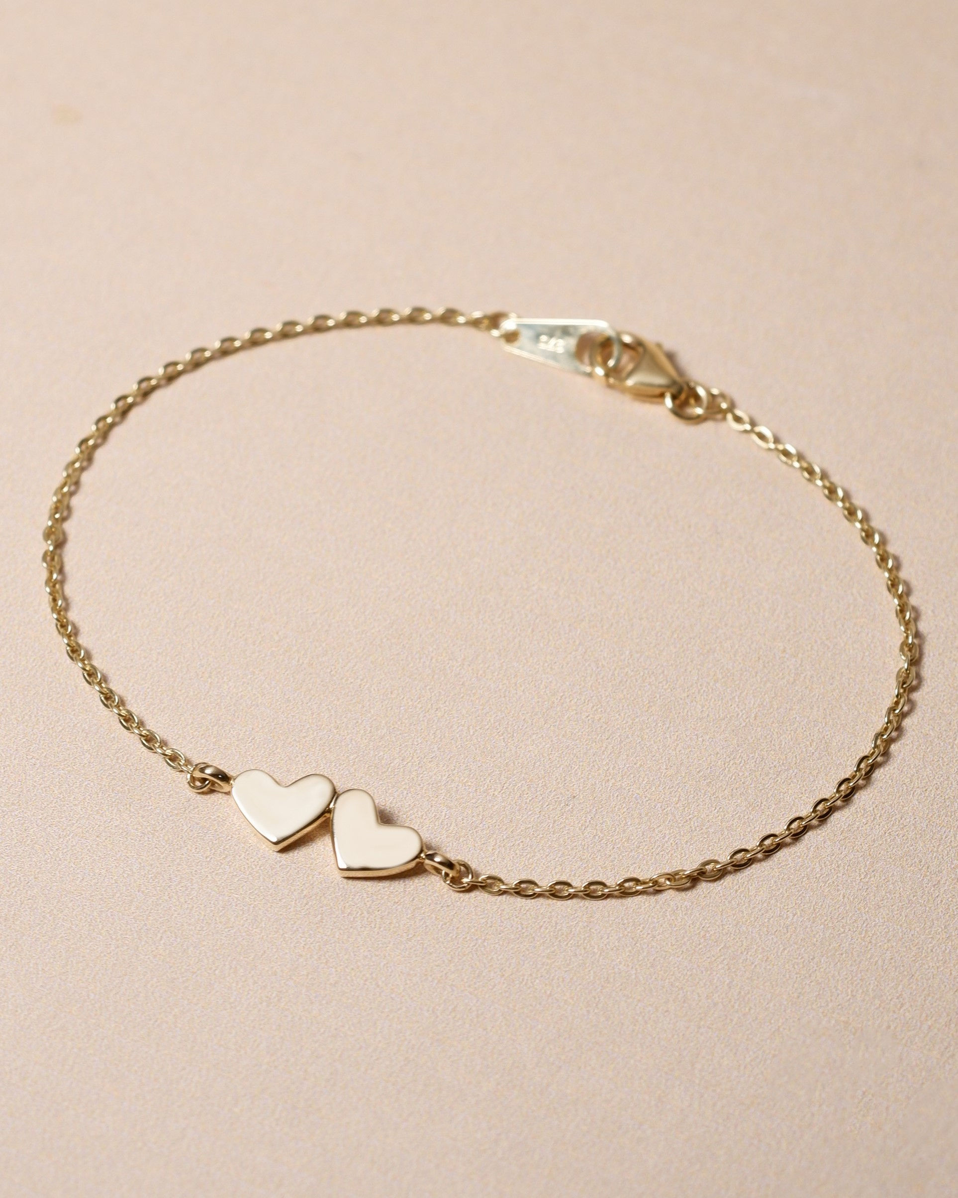 Double Hearts Bracelet 9k Yellow Gold