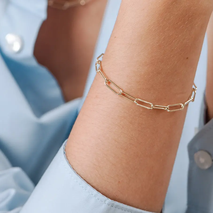 Thumbnail: Paper Clip Bracelet 9k Yellow Gold