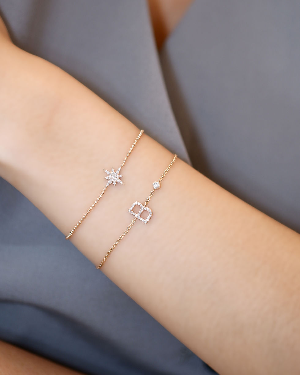 ภาพขนาดย่อ: สร้อยข้อมือทองแท้ 9K Starburst with Diamond