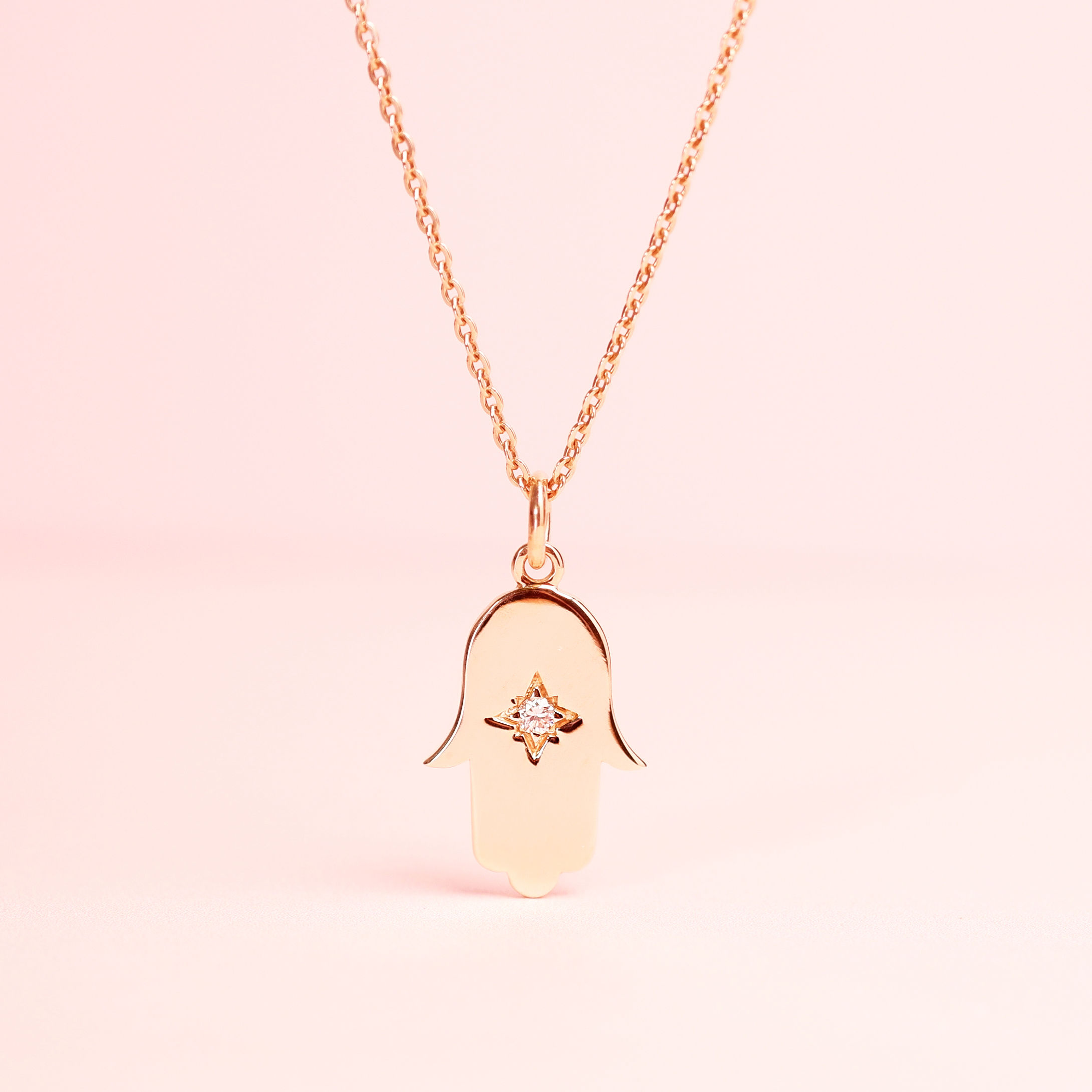 Hamsa Fatima Hand with Diamond Pendant 9k Yellow Gold (Pendant Only)