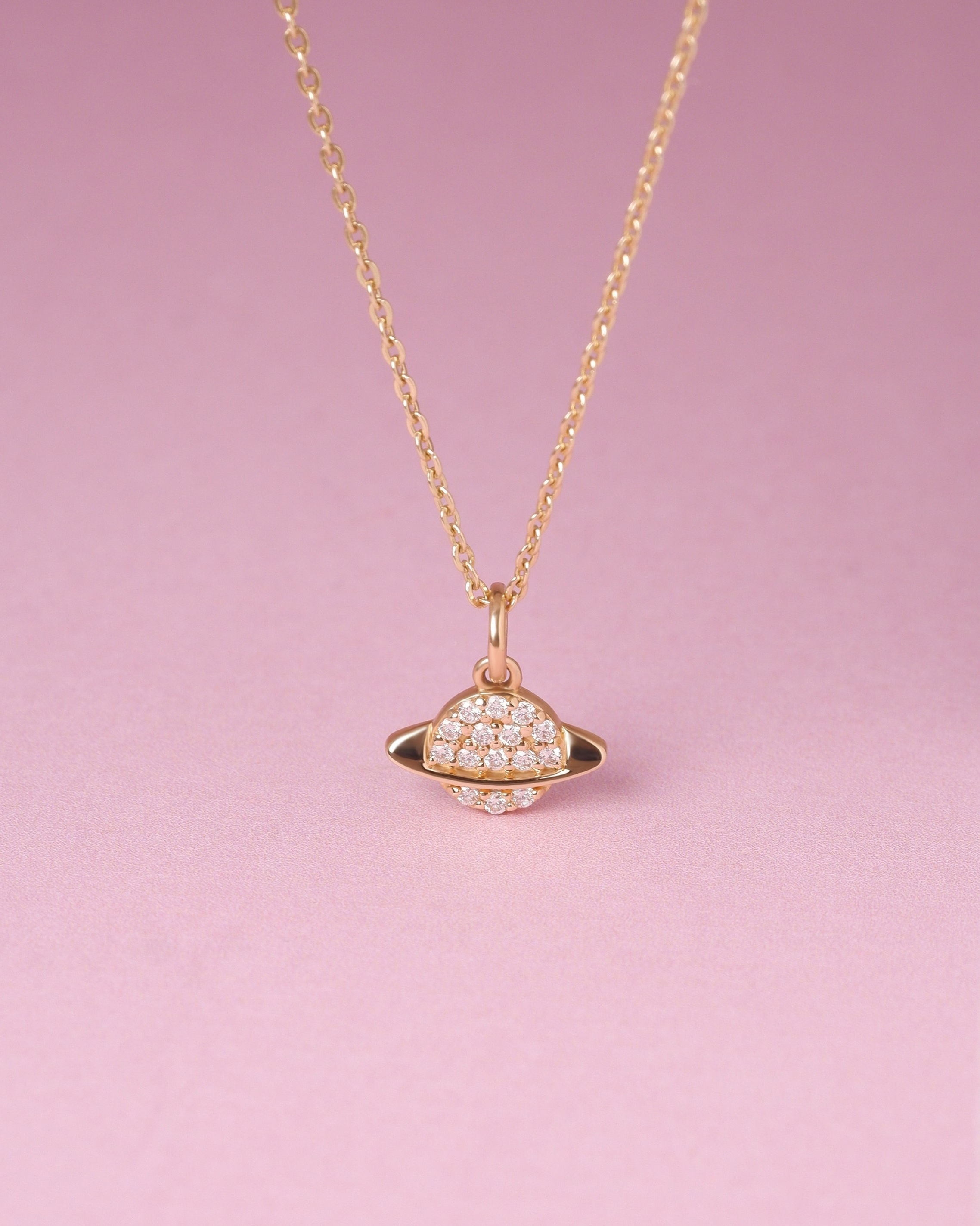 จี้ทองแท้ 9k Saturn with Diamonds (Pendant only)
