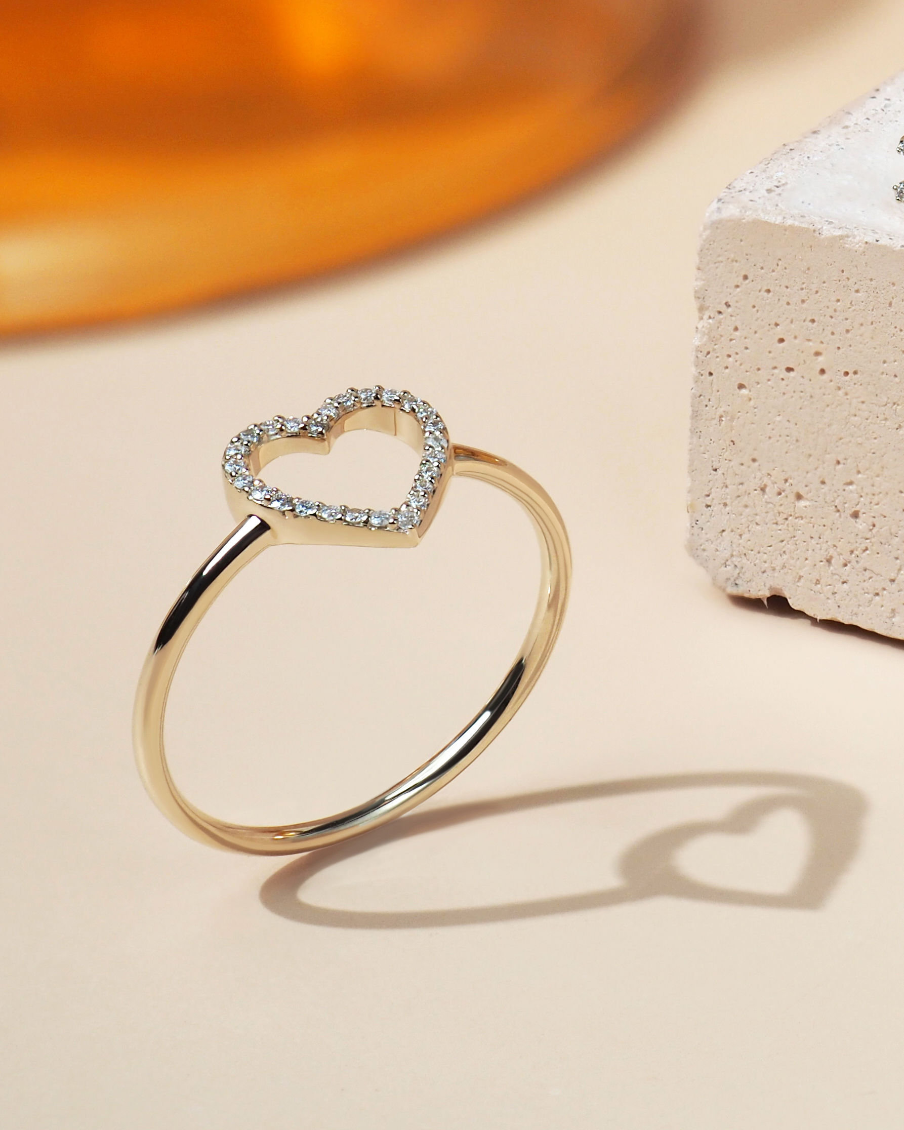 Diamond Heart Ring 9K Yellow Gold