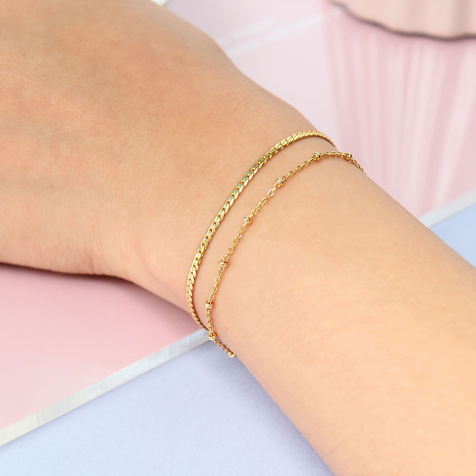 ภาพขนาดย่อ: สร้อยข้อมือทองแท้ 9k ลาย Snake Flat Chain