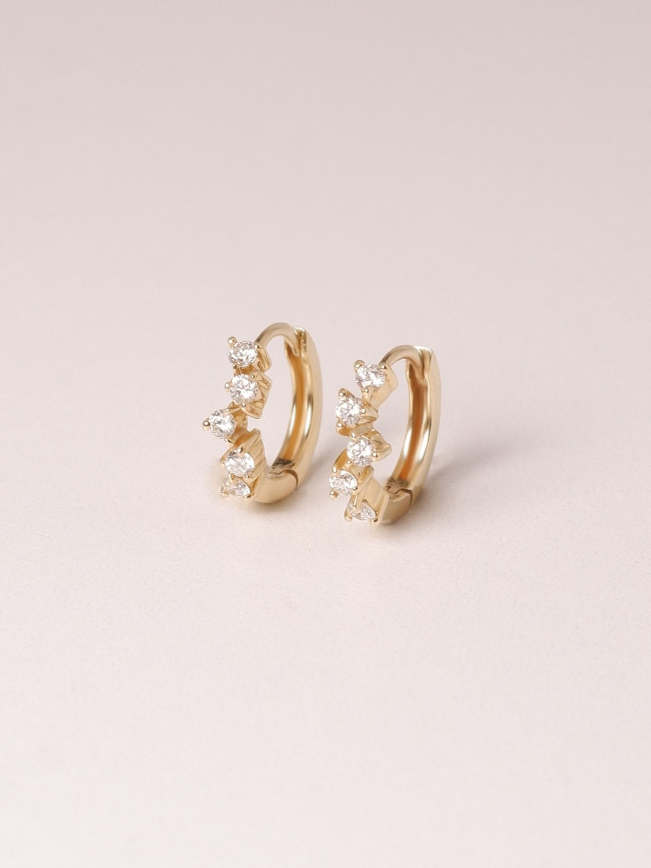 Starlight with White Sapphire Huggies 9K Yellow Gold
