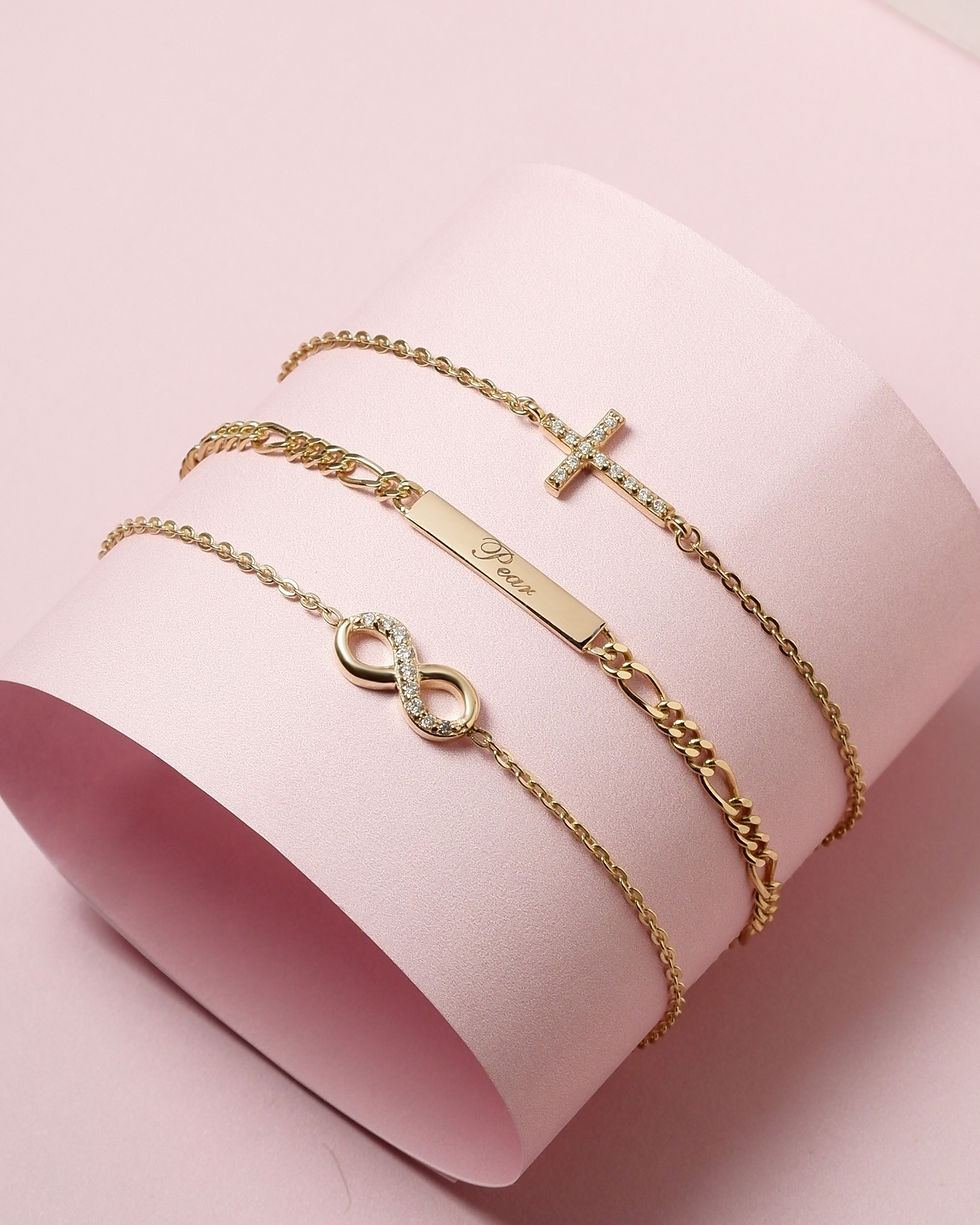 Thumbnail: สร้อยข้อมือทองแท้ 9K Cross Diamond