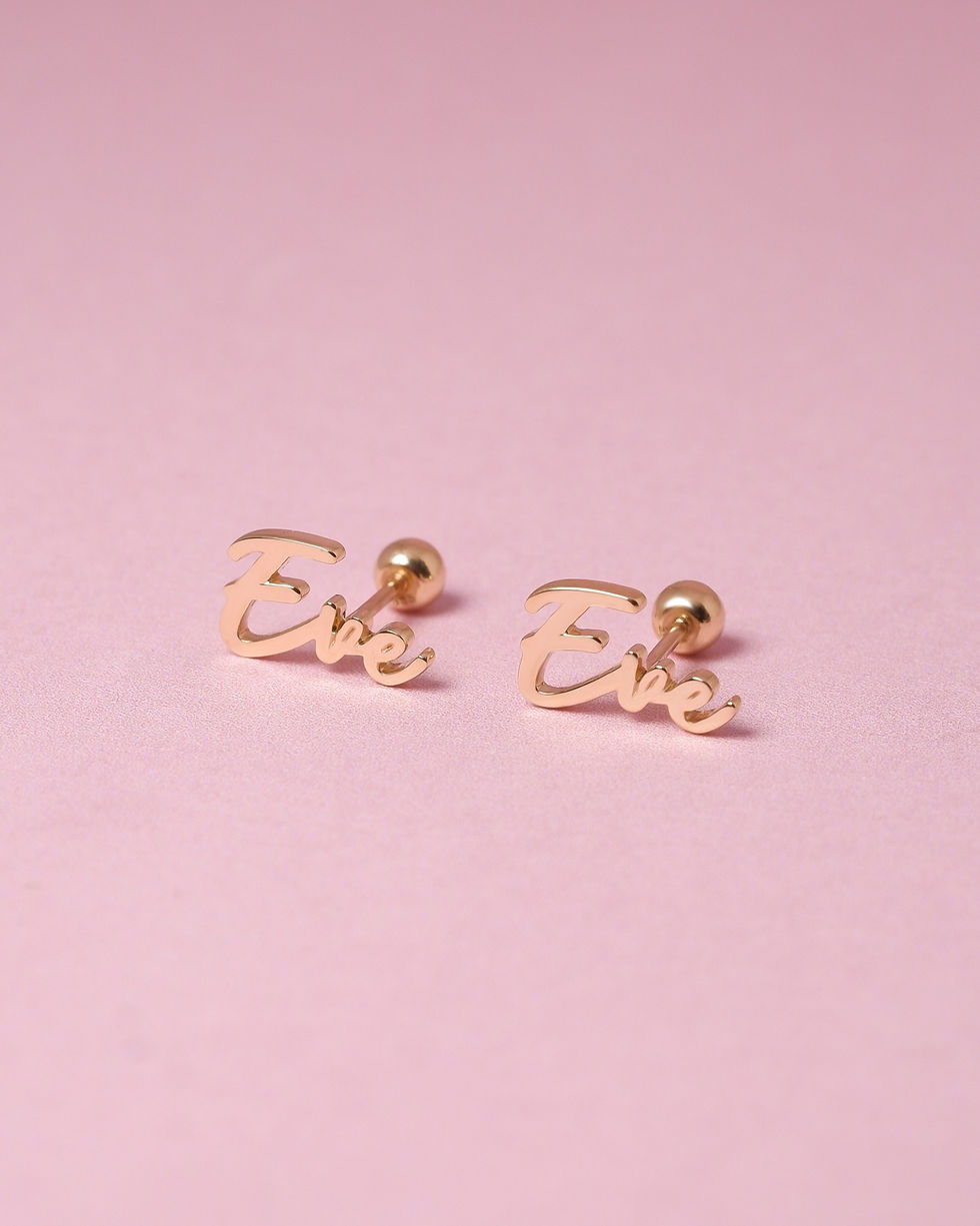 Thumbnail: Grace Fine Jewelry ต่างหูทองแท้ 9K Mini Signature Name