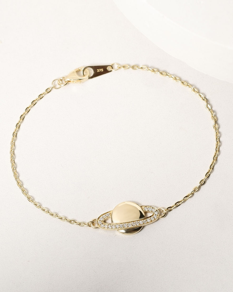Saturn Diamond Bracelet 9k Yellow Gold