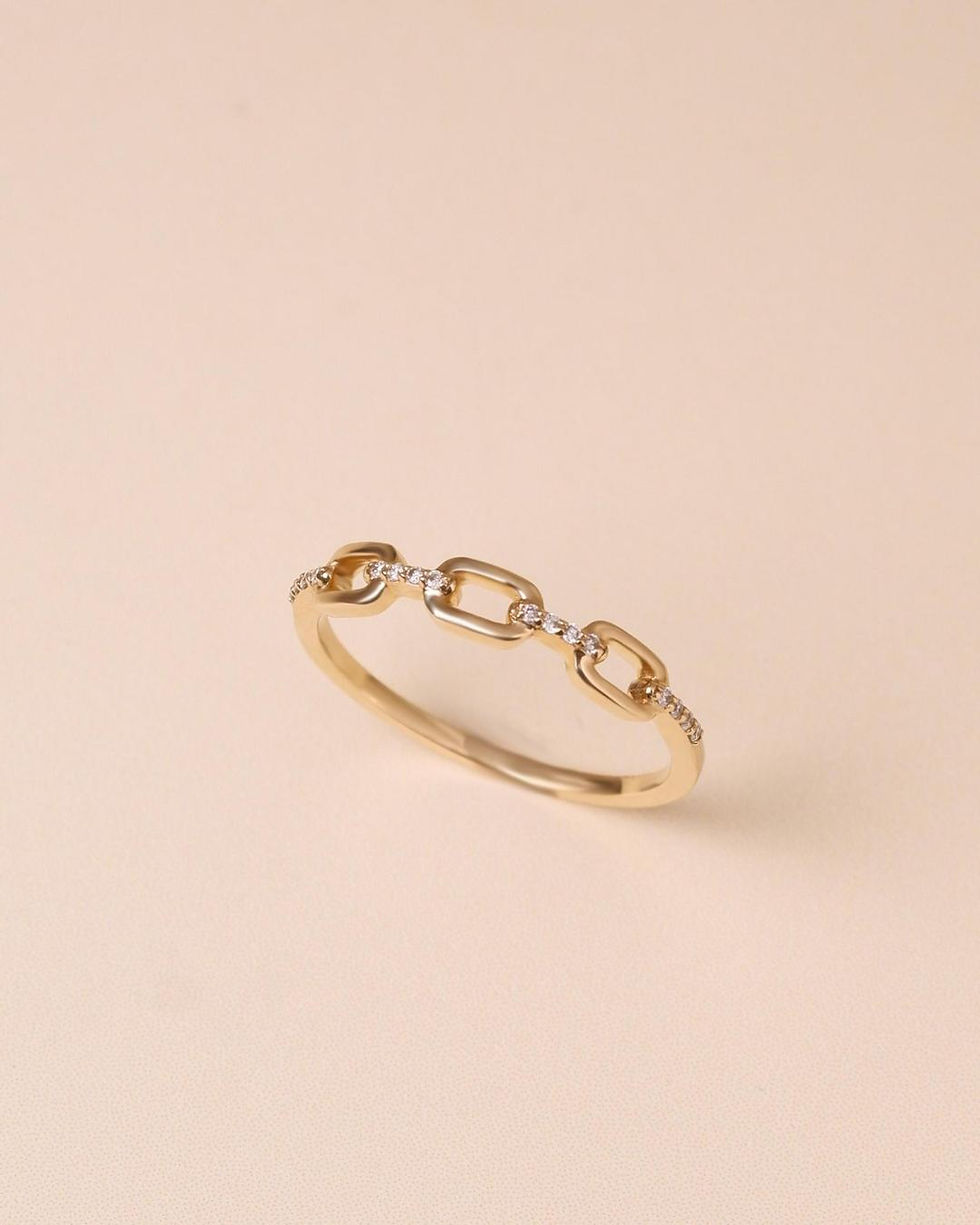 Thumbnail: Mini Chain Diamond Ring 9k Yellow Gold