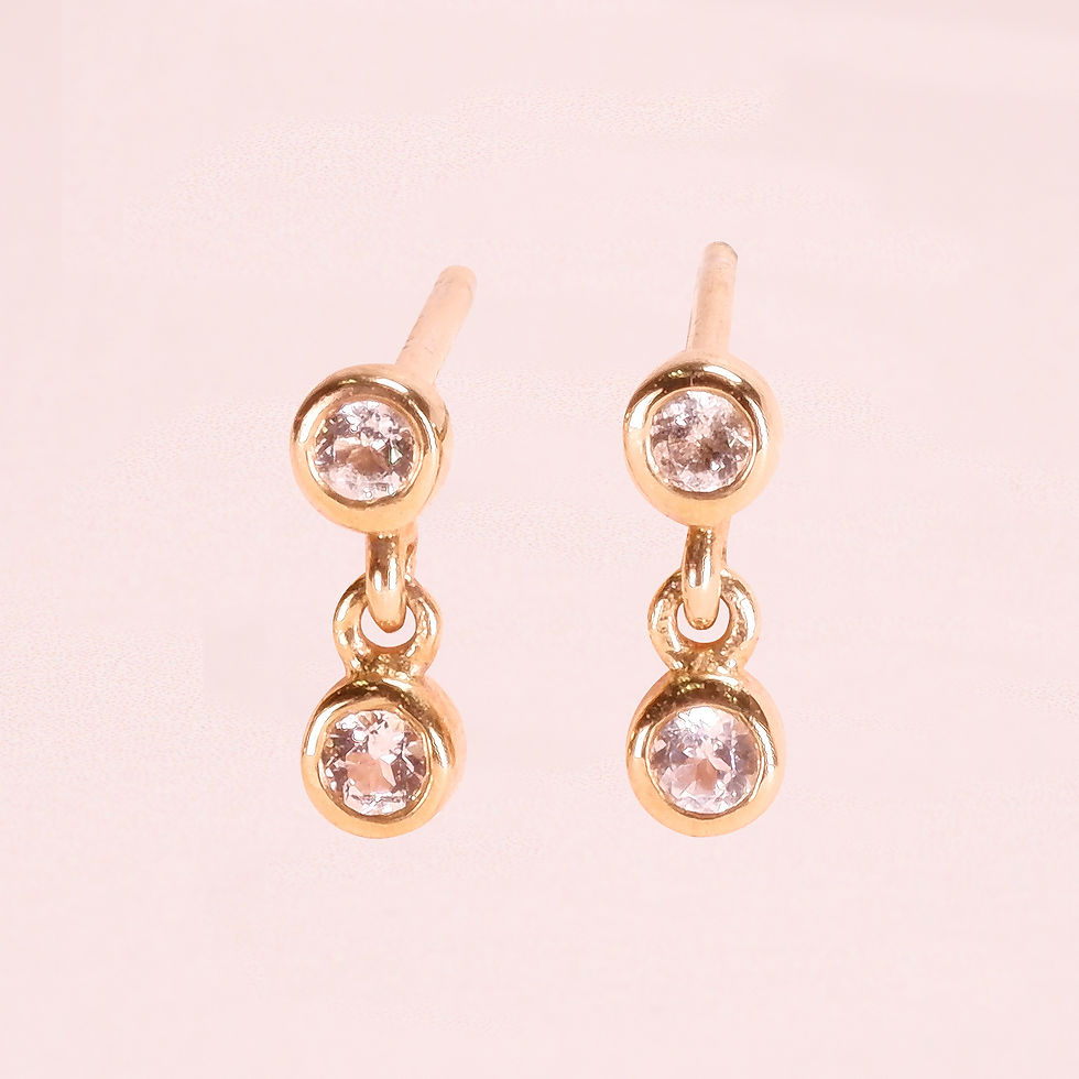 White Sapphire Earrings 9k Yellow Gold