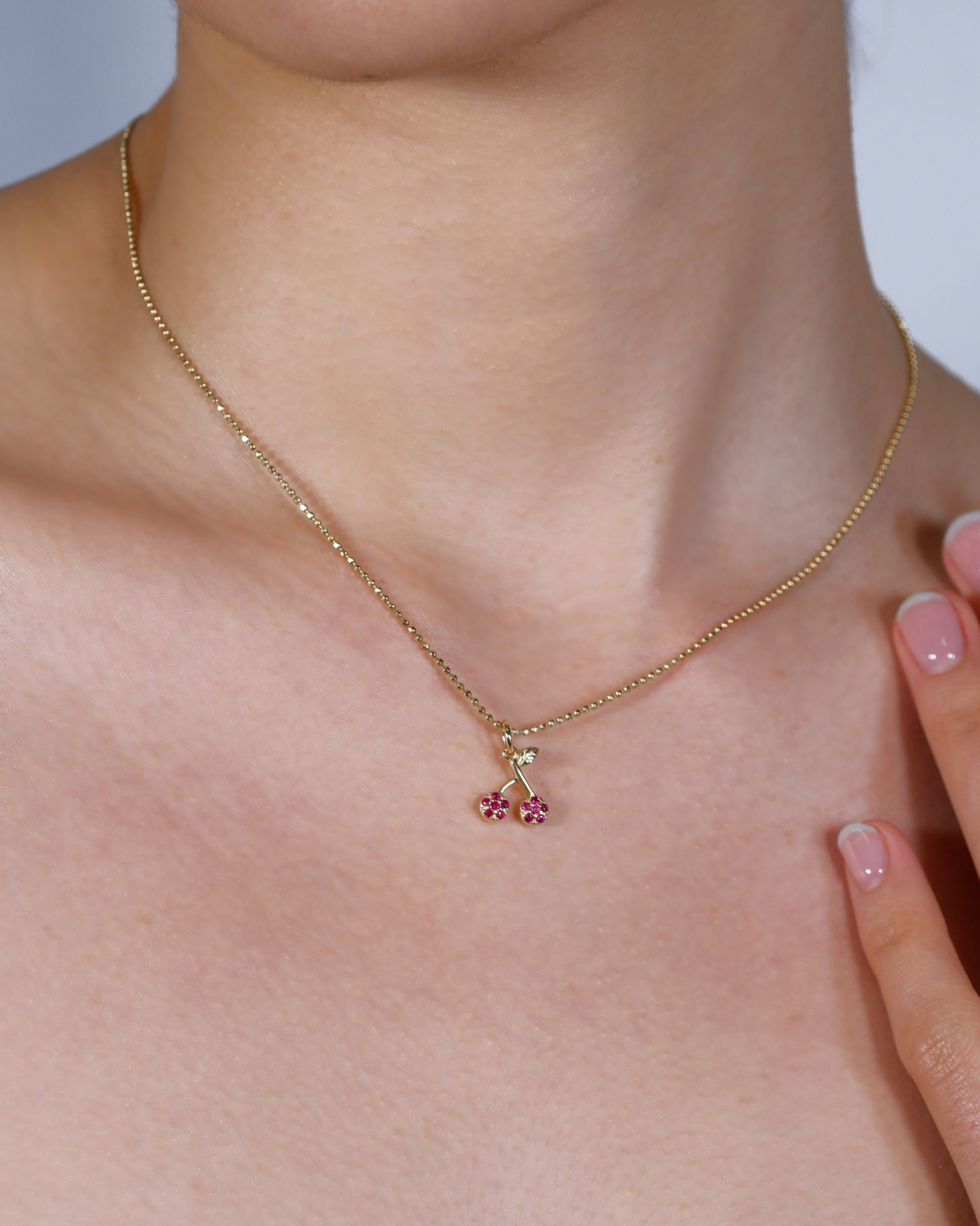 จี้ทองแท้ 9K Cherry Red Ruby Pendant (จี้อย่างเดียว)