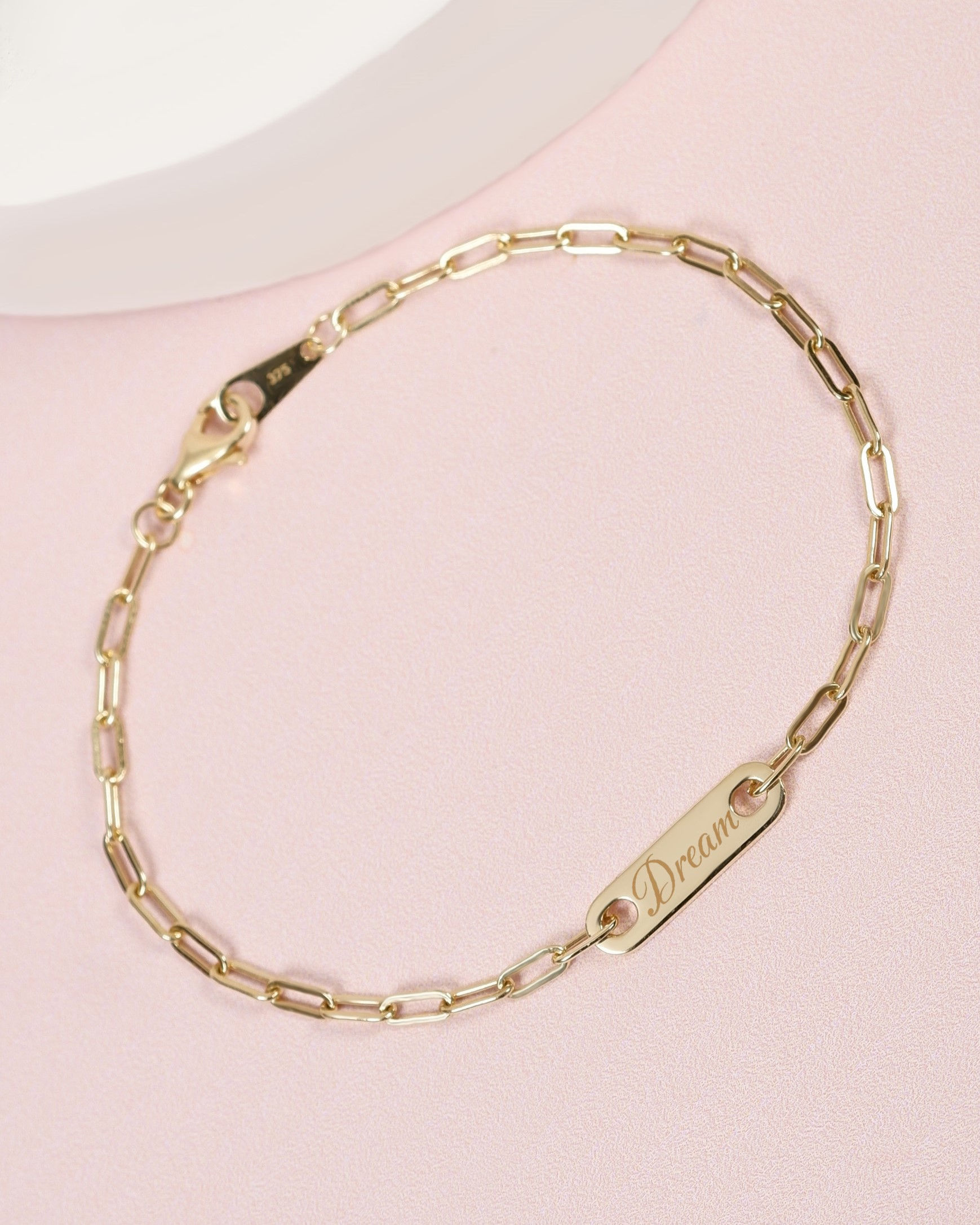 สร้อยข้อมือทองแท้ 9K Paper Clip Engraving Bar