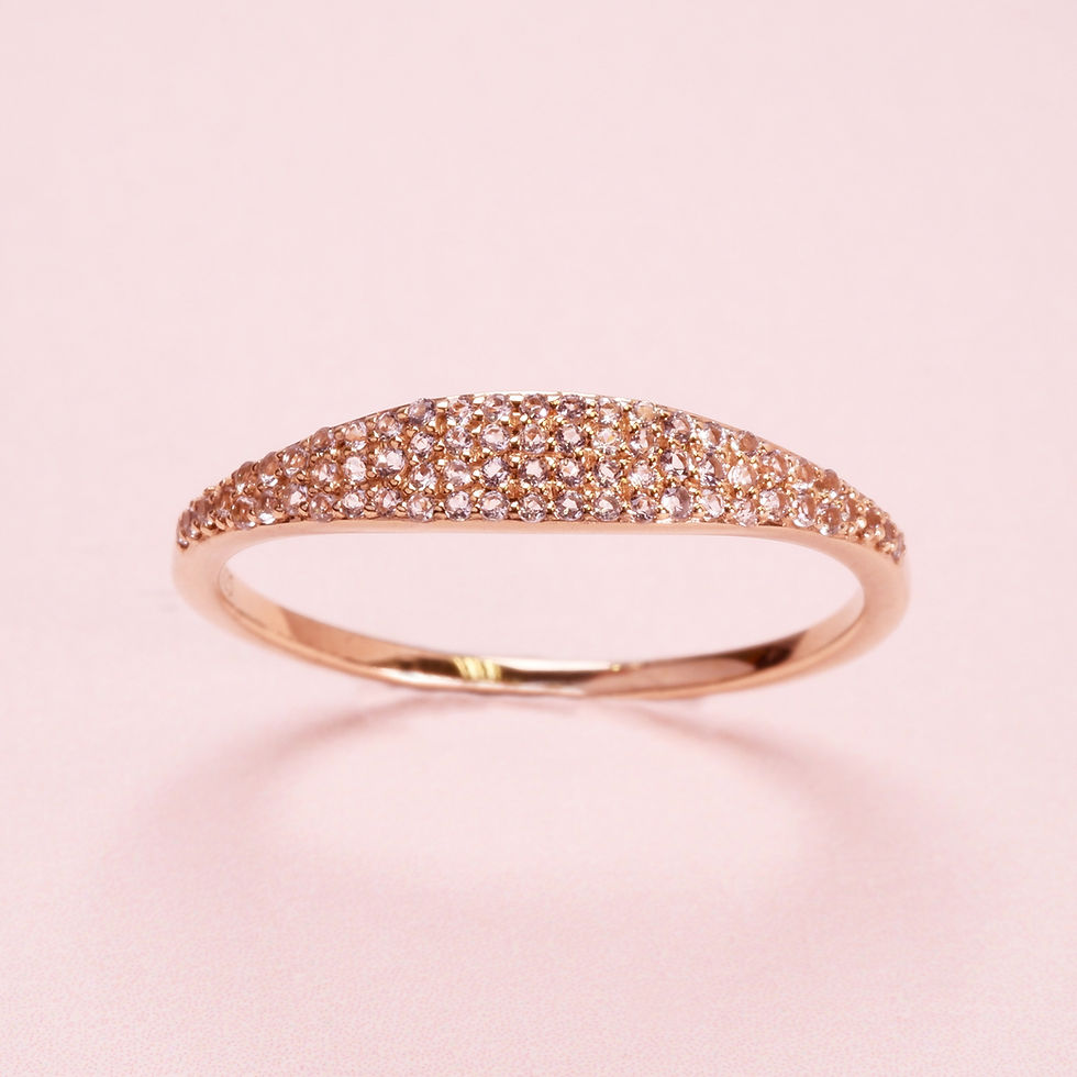 Thumbnail: Signet Pave White Sapphire Ring 9k Yellow Gold