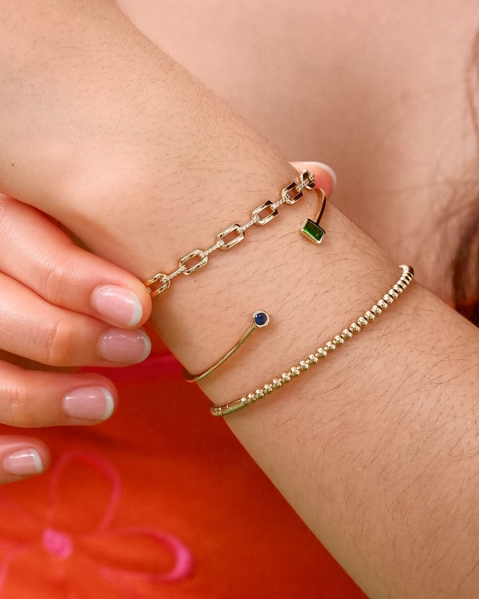 Thumbnail: กำไลทองแท้ 9K Birth Stone Bangle