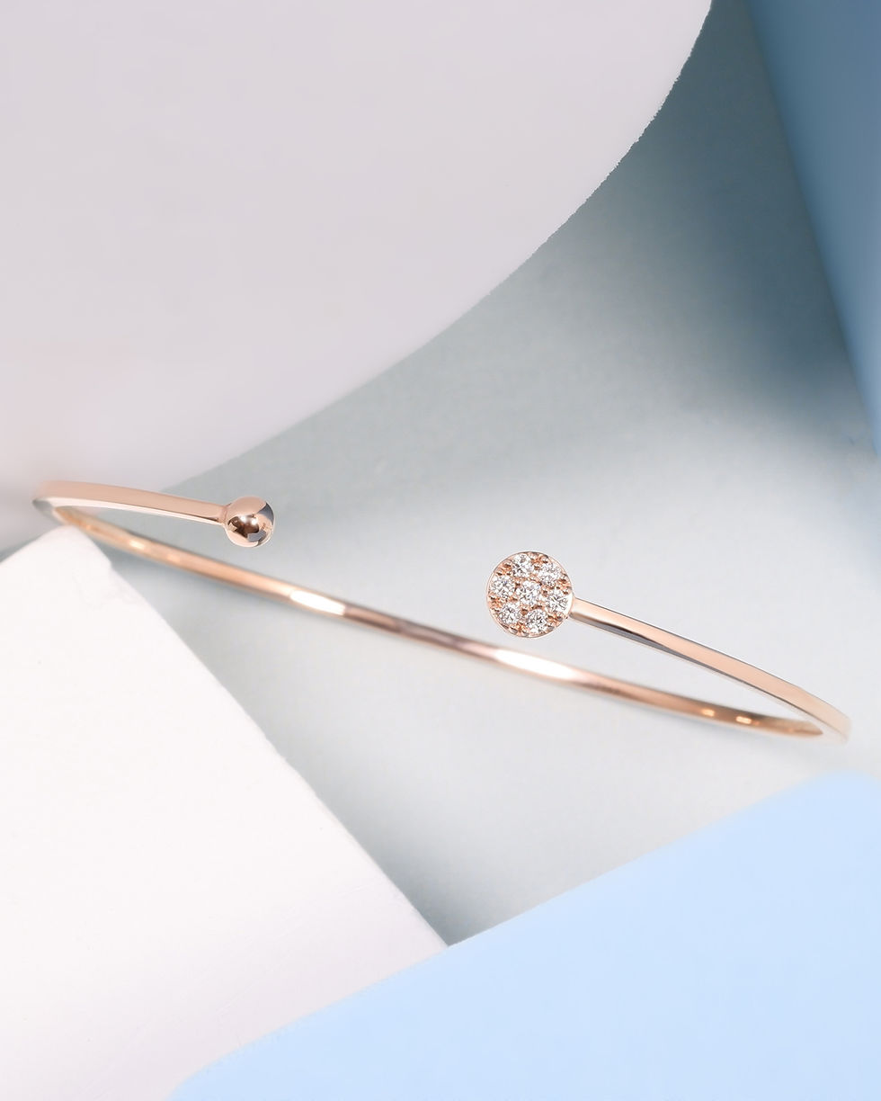 Thumbnail: Cluster Diamond Bangle 9K Yellow Gold