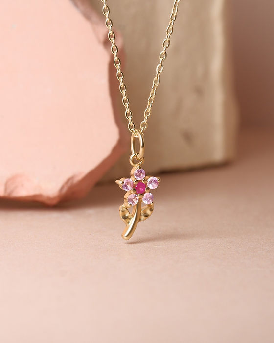 จี้ทองแท้ 9k Pink Daisy (Pendant Only) | Grace Fine Jewelry