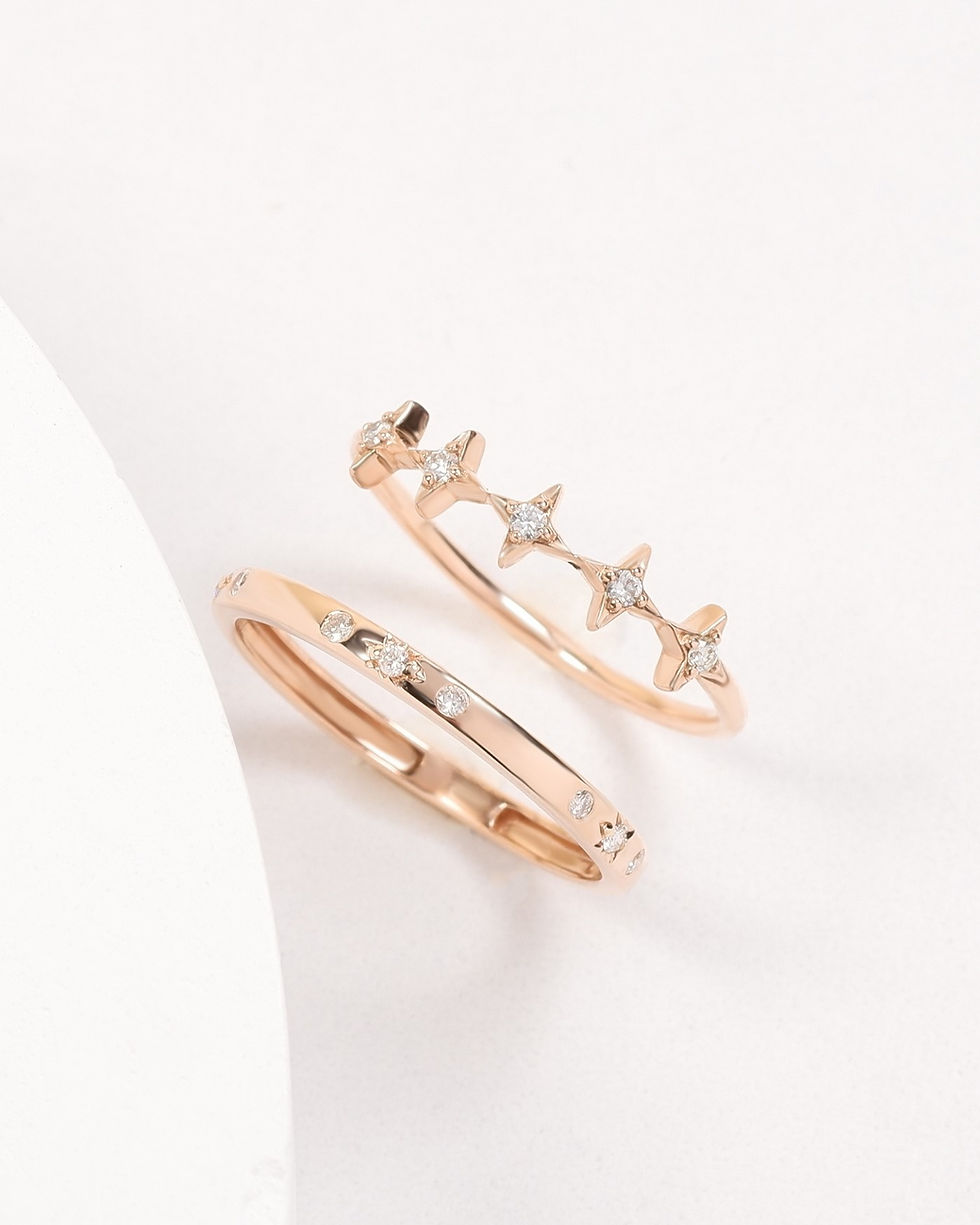ภาพขนาดย่อ: แหวนทองแท้ 9K 5 Twinkle Stars with Diamond