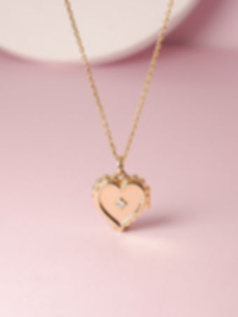 จี้ทองแท้ 9k ล็อคเก็ตหัวใจ Encrusted Heart Locket Diamond (Pendant Only)