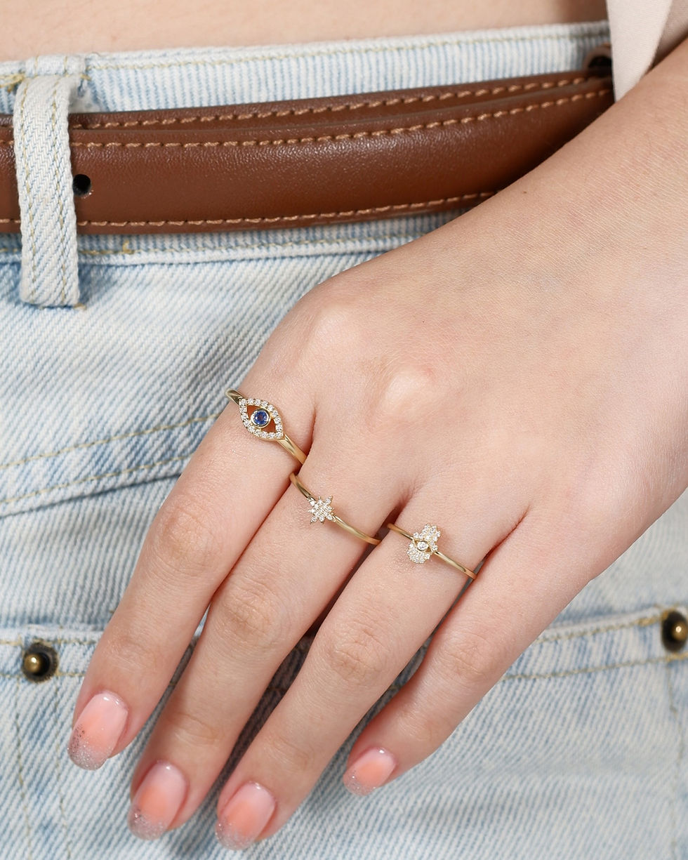 ภาพขนาดย่อ: แหวนทองแท้ 9K ดาวกระจาย เพชรแท้   Starburst Diamonds Ring