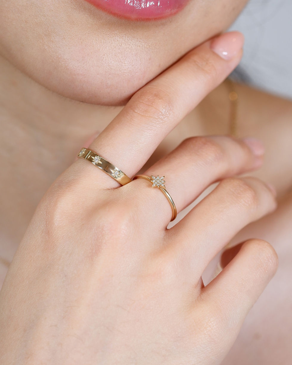 ภาพขนาดย่อ: แหวนทองแท้ 9K ดาวกระจาย เพชรแท้   Starburst Diamonds Ring