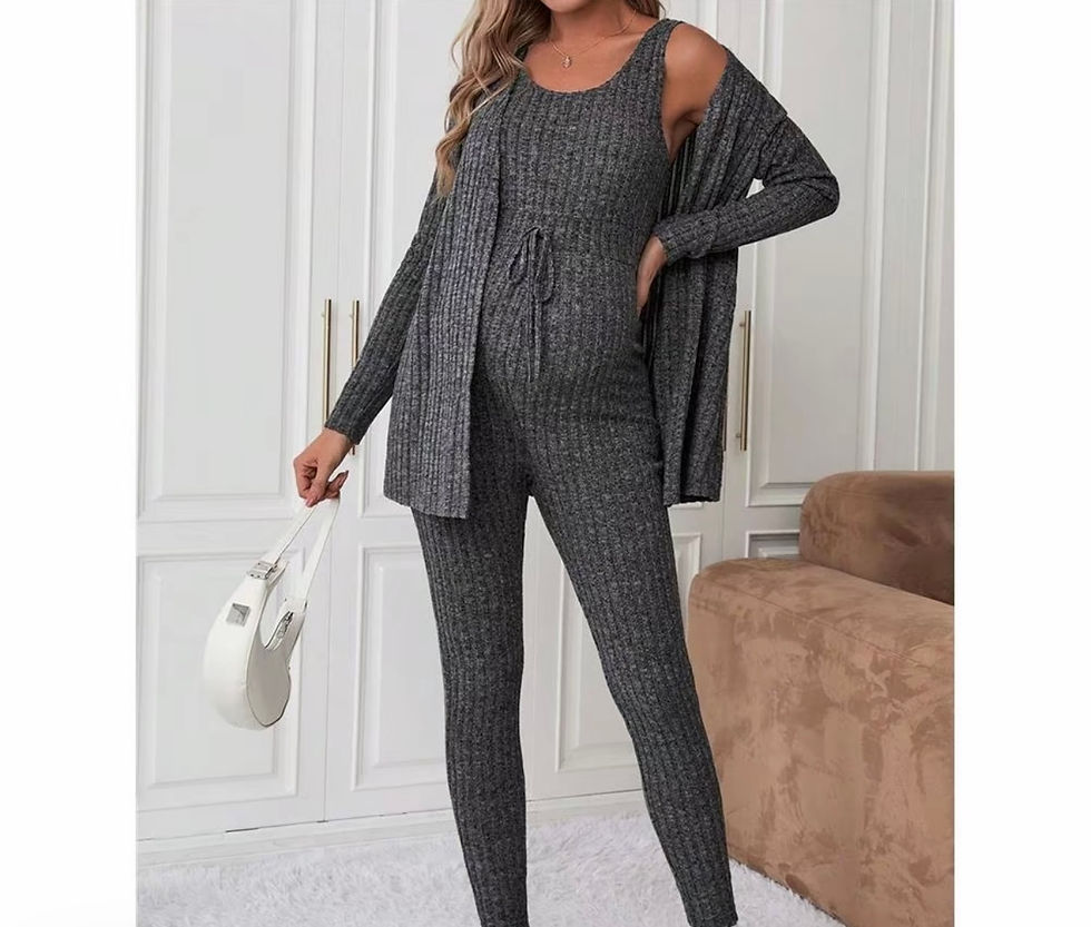 Thumbnail: Maternity stripped jumpsuit set 