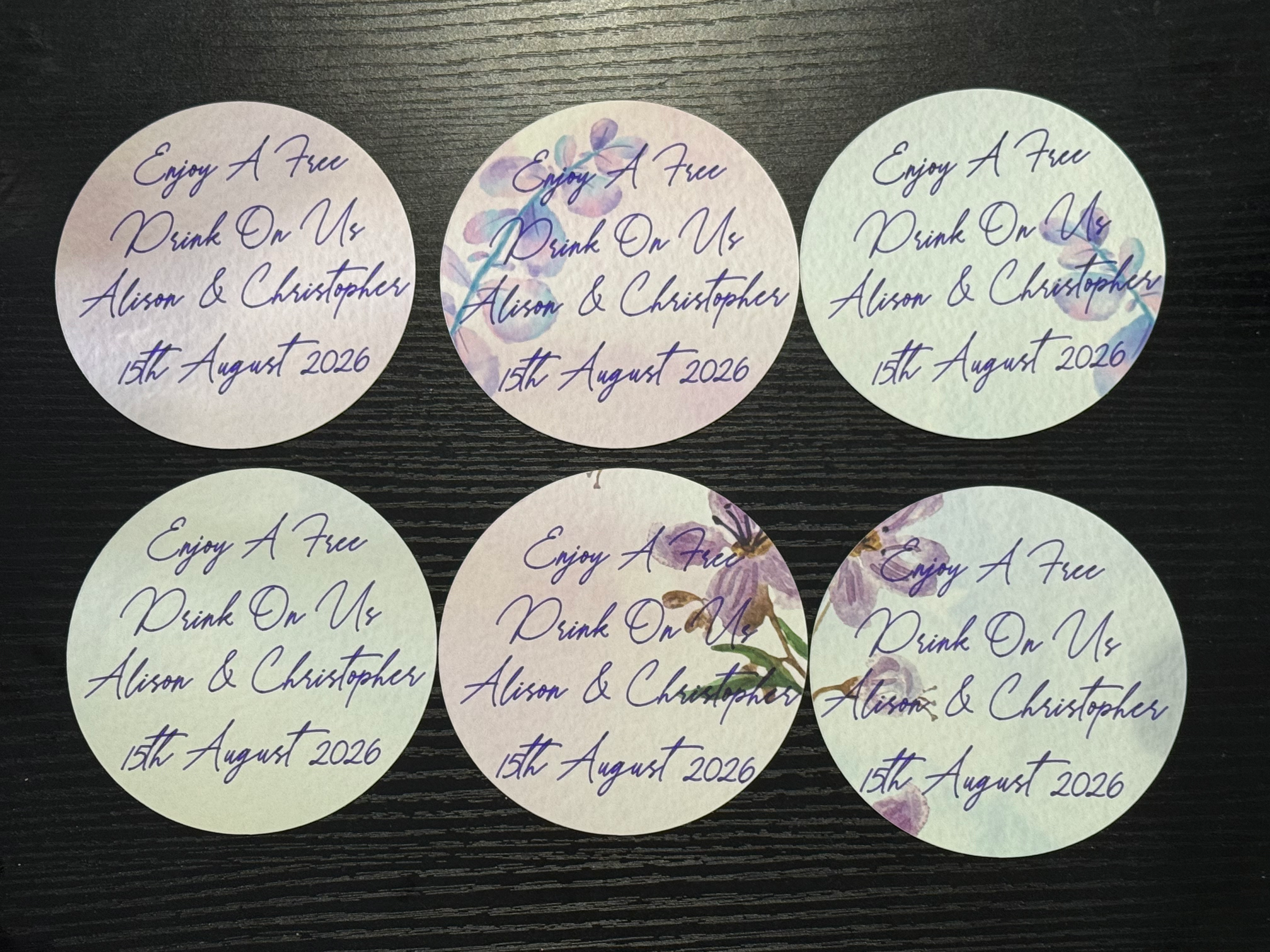 Purple and Blue Free Drinks Tokens