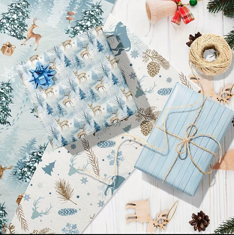 Thumbnail: 6pcs/set Christmas sky blue Christmas gift wrapping paper 