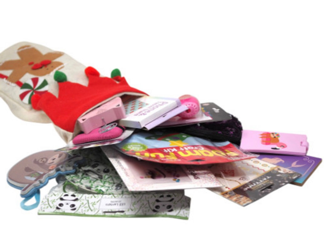 Girls Pre Filled Christmas Santa Stocking - With 12 Mystery Toys And Gifts