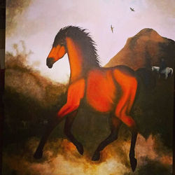 Evil horse was fun to paint_Acrylic on canvas 3x4ft_Sold_#artist #acrylicpainting #artist #painting 