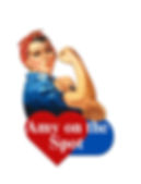 Rosie the riveter as Amy on the Spot logo