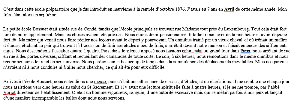 Cahier d'André CRESSON, transcription de Nicole