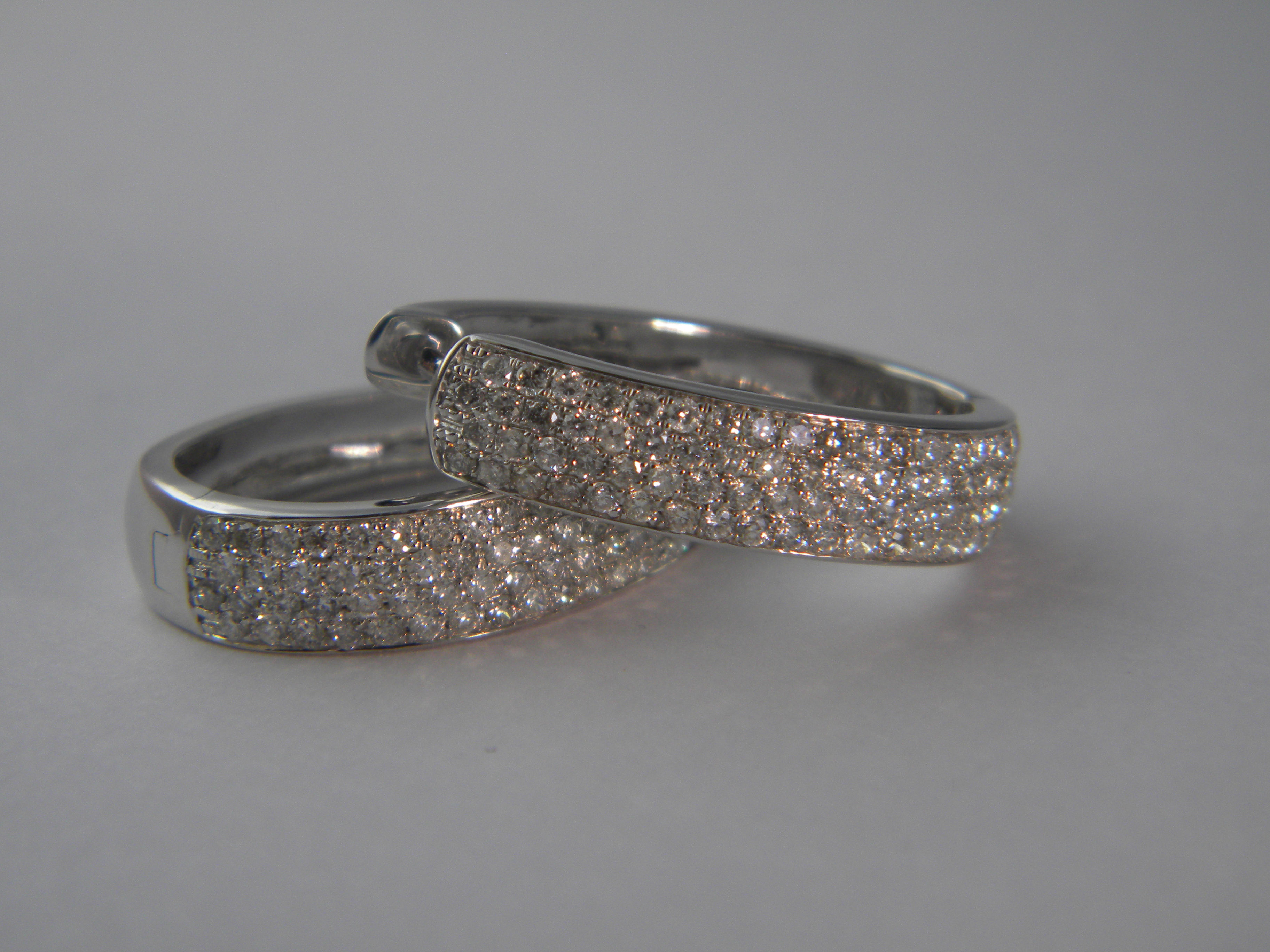 14K White Gold Diamond Pavè Hoops