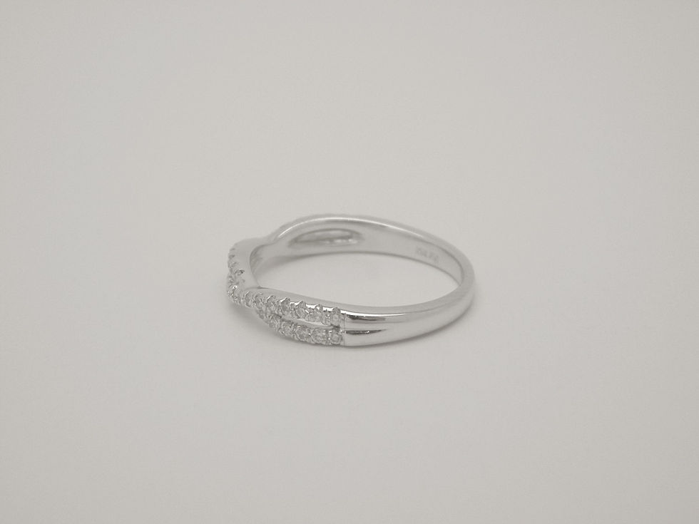 Thumbnail: 14K White Gold Diamond Criss Cross Wedding Band