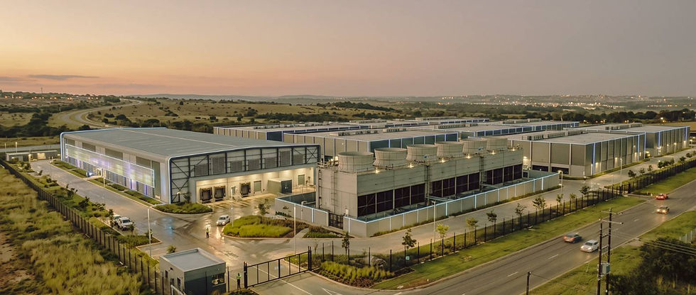 Aerial view of a large data center facility in USA with multiple industrial cooling towers and server warehouse buildings - anamica fashion LLP