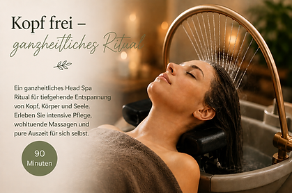 Head Spa Behandlung bei Wohlfühlmomente in Remshalden mit entspannendem Wasserfall und natürlicher Wohlfühlatmosphäre