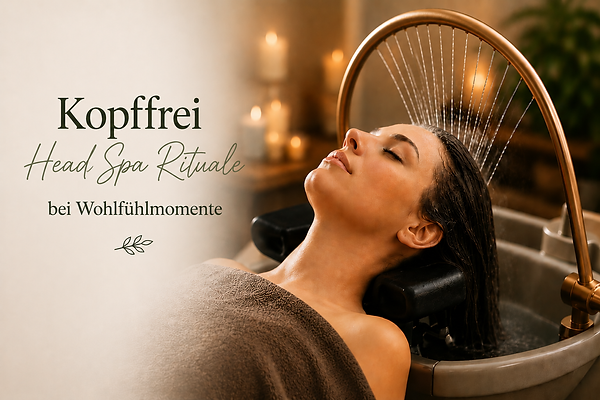 Head Spa Behandlung bei Wohlfühlmomente in Remshalden mit entspannendem Wasserfall und natürlicher Wohlfühlatmosphäre