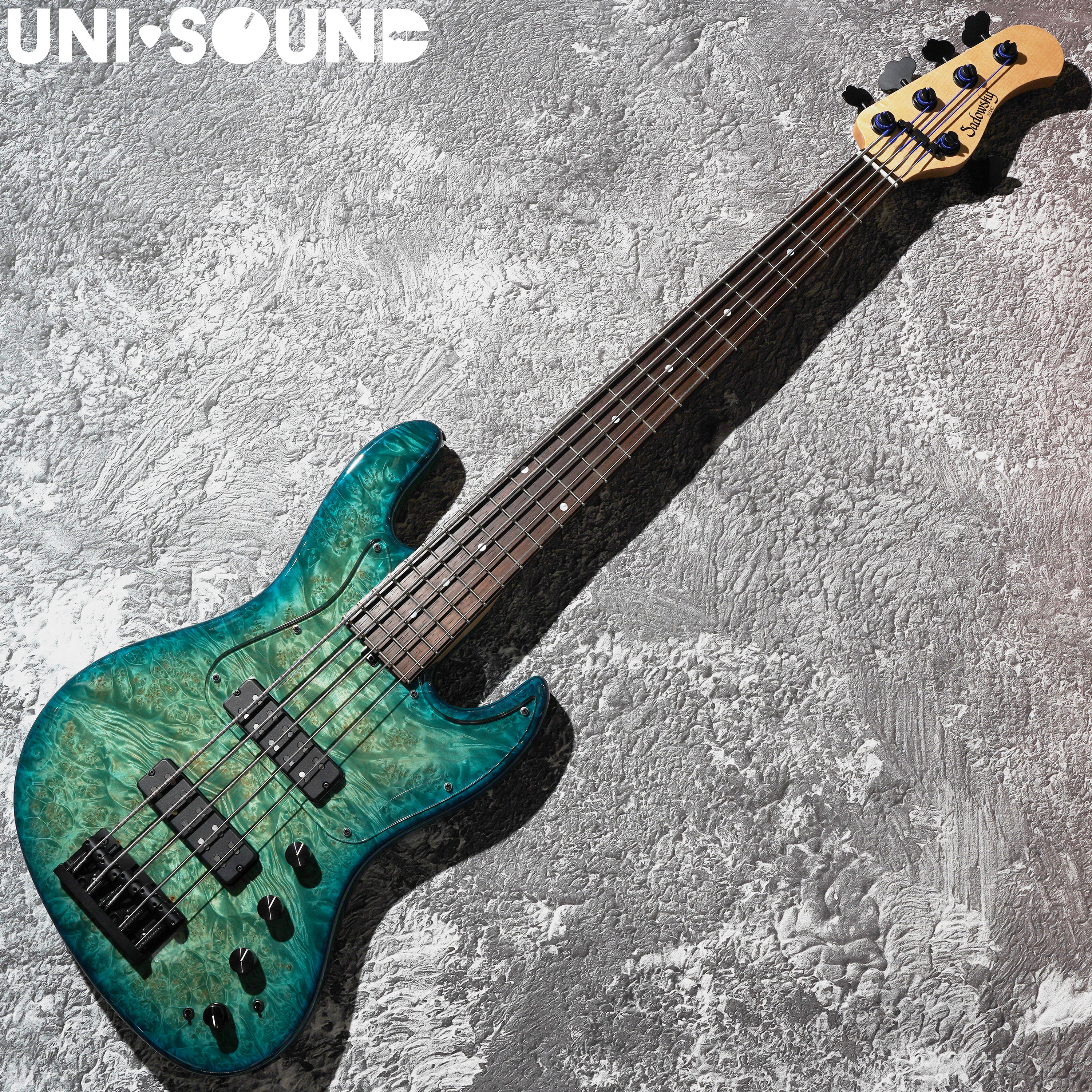 Sadowsky NYC Custom Std521 - MG Maple Burl /Brazilian Rosewood FB - Peacock Blue