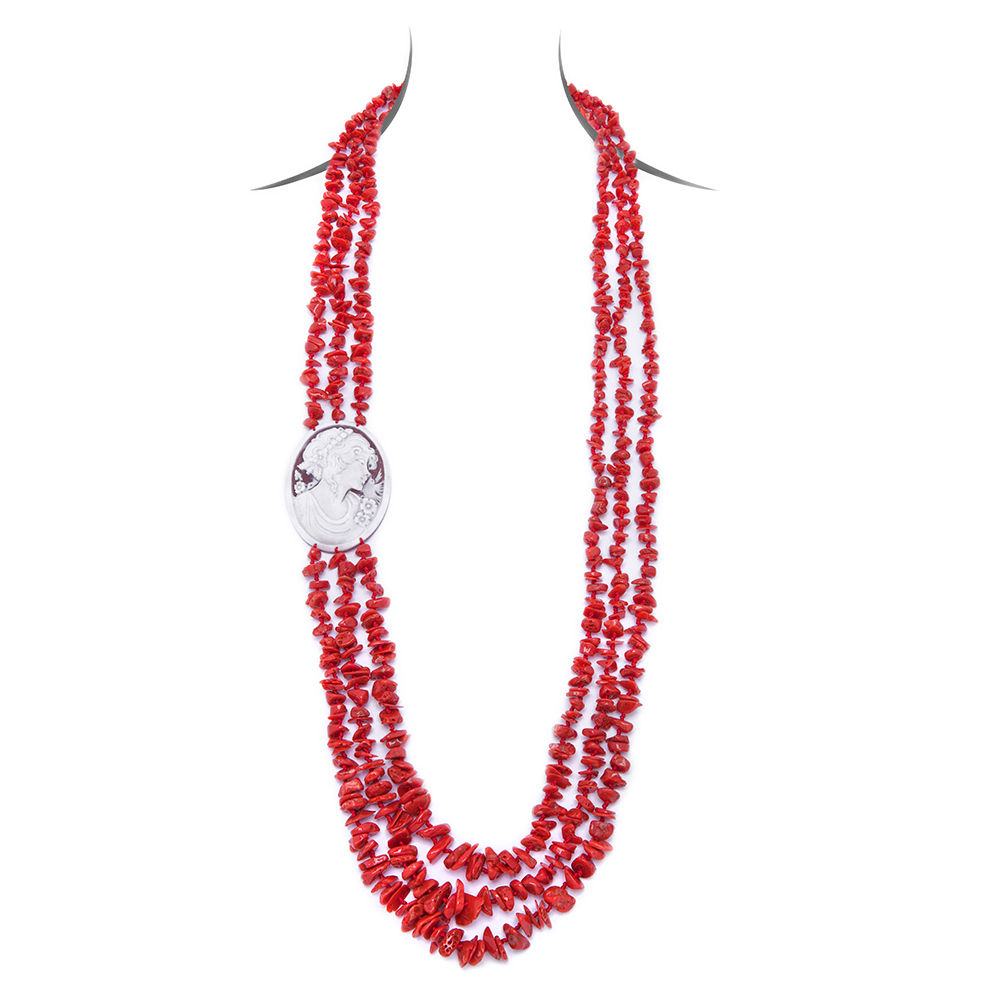 The Lady Melanie Cameo and Coral Necklace 