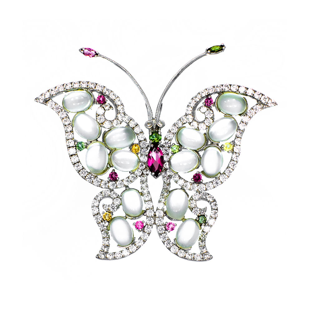 Bailora Moonstone and Tourmaline Brooch