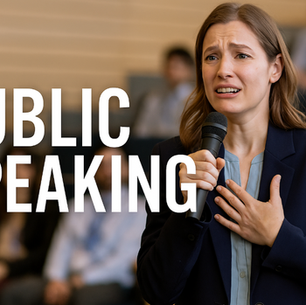 woman looking frightened public speaking