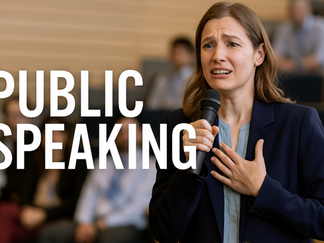 woman looking frightened public speaking