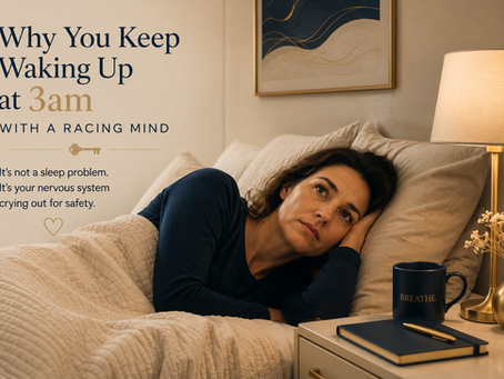 Person lying awake in bed staring at the ceiling at 3am with a racing mind