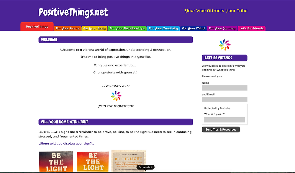 PositiveThings.net Website Design